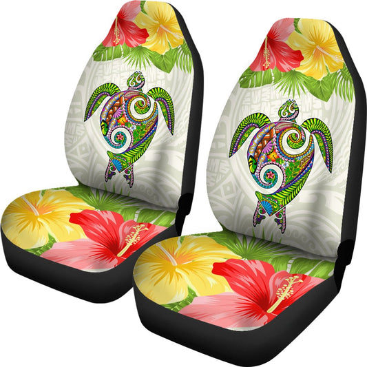Polynesian Hawaii Car Seat Covers Turtle Colorful