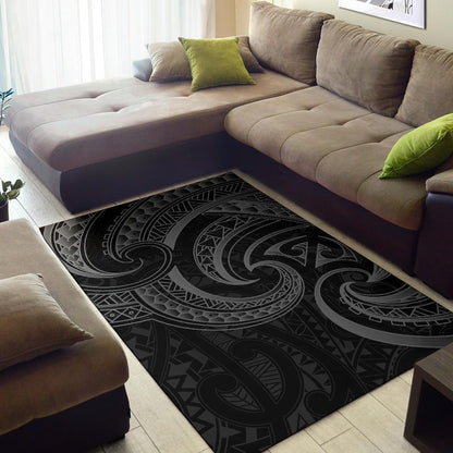 New Zealand Maori Mangopare Area Rug Polynesian Black