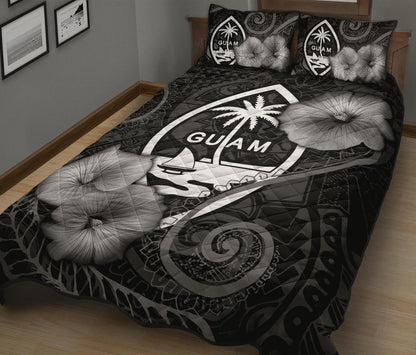 Guam Polynesian Quilt Bed Set Guam Coat Of Arms & Black Hibiscus
