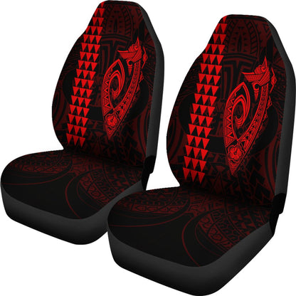 Hawaii Kakau Makau Fish Hook Polynesian Car Seat Covers Red