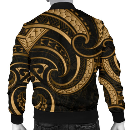 New Zealand Maori Mangopare Men Bomber Jacket Polynesian Gold