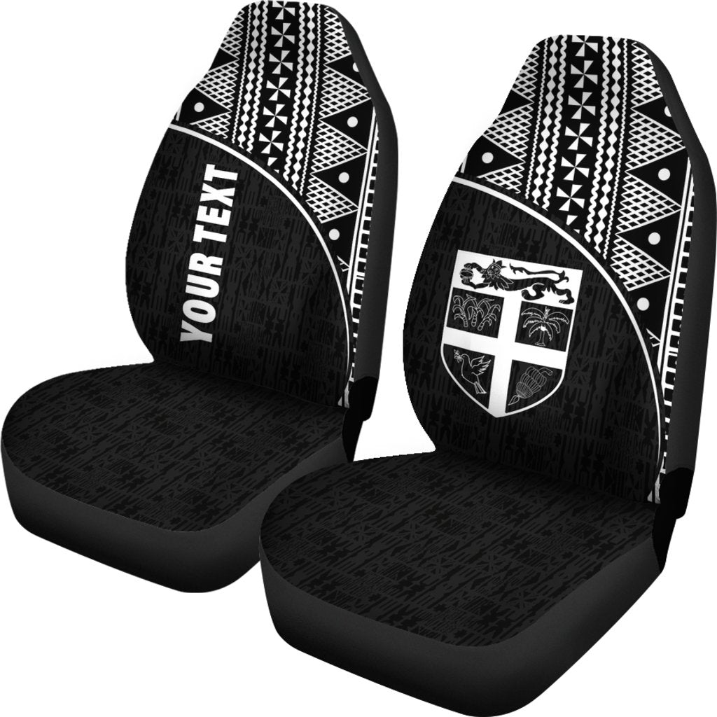 Fiji Tapa Custom Personalised Car Seat Covers Fiji FLag Polynesian Curve Black
