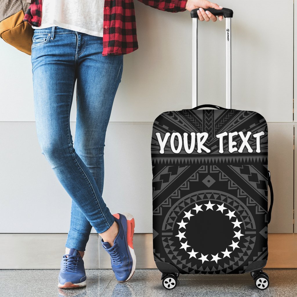 Cook Island Personalised Luggage Covers Seal With Polynesian Tattoo Style Black)