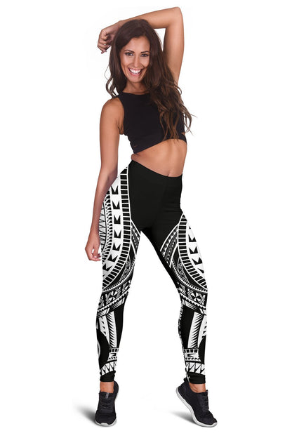 Guam Women Leggings Polynesian Pattern Black