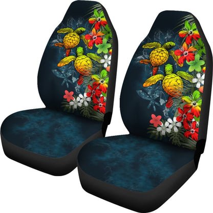 Kanaka Maoli (Hawaiian) Car Seat Covers Sea Turtle Tropical Hibiscus And Plumeria Reggae A224