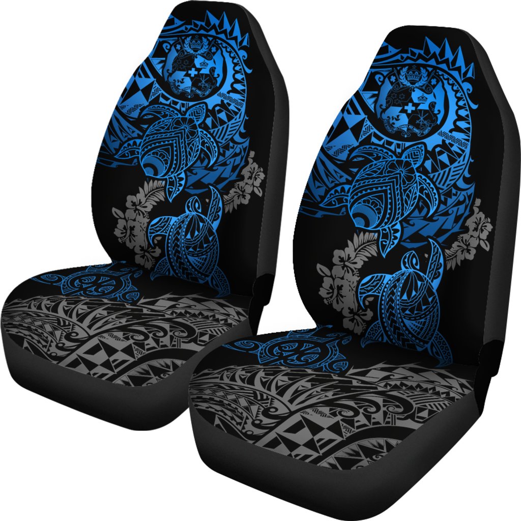 Tonga Polynesian Car Seat Covers Blue Turtle Flowing