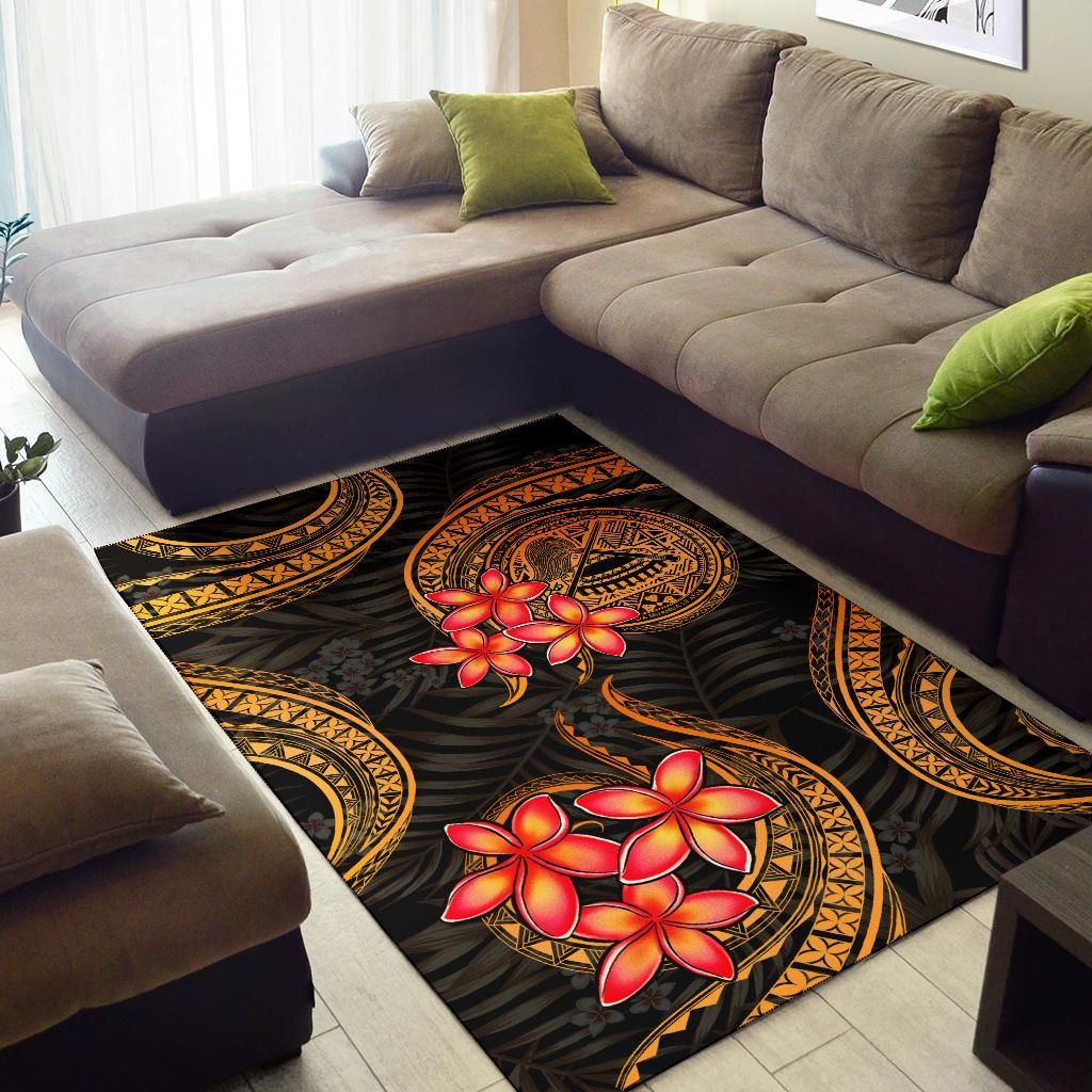 American Samoa Polynesian Area Rug Gold Plumeria