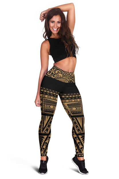 Hawaiian Polynesian Women's Leggings - Gold - Nalis Style - AH