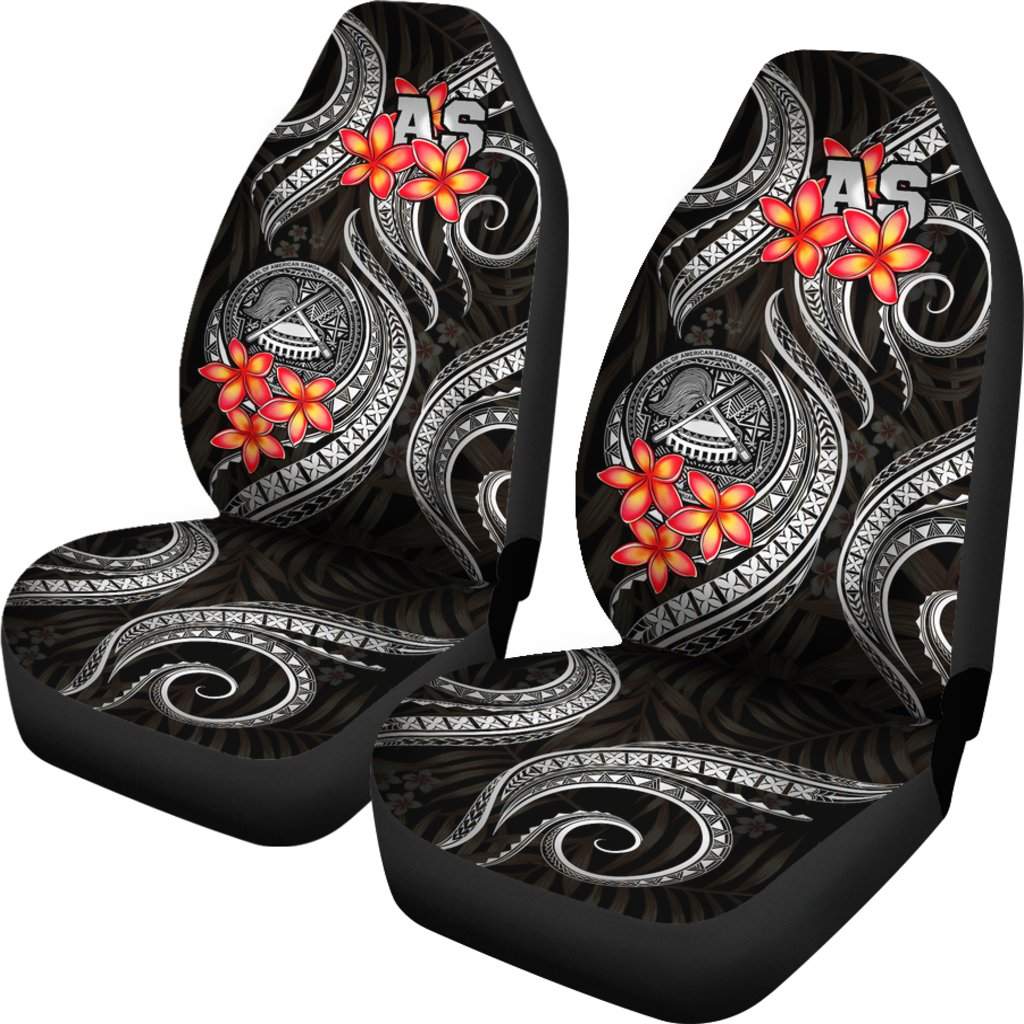 American Samoa Polynesian Car Seat Covers Black Plumeria