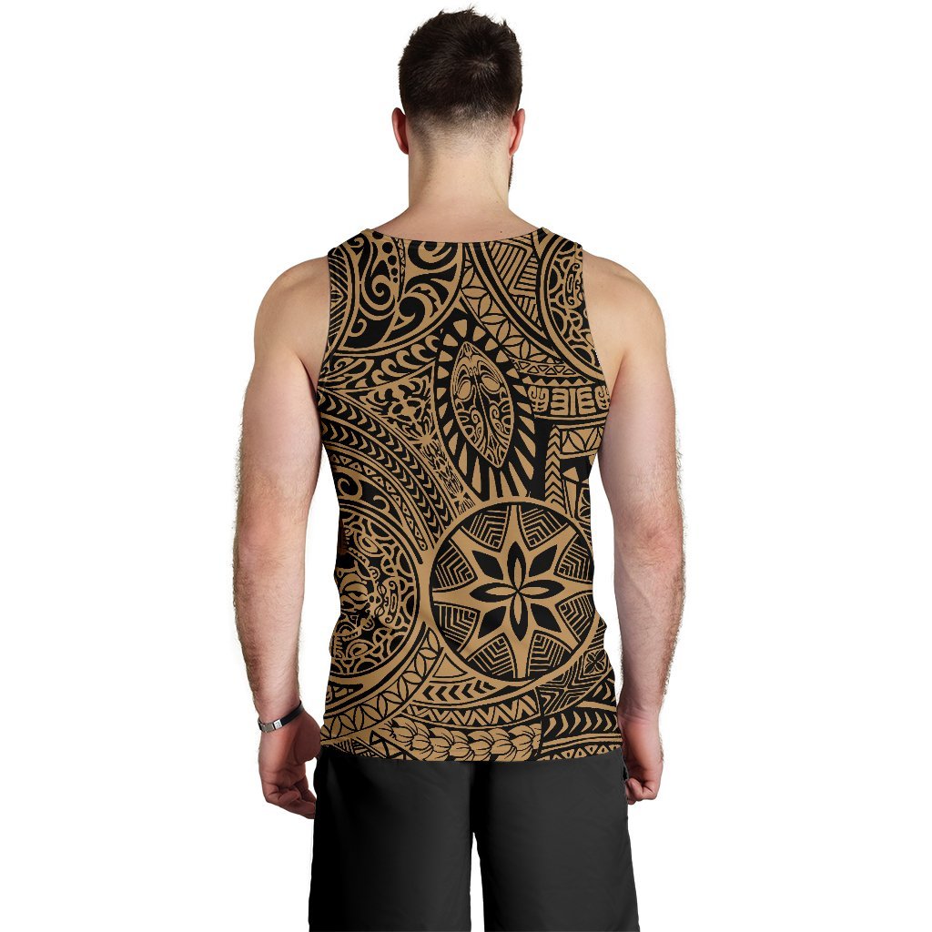 Polynesian Hawaiian Style Tribal Tattoo Gold Hawaii Men's Tank Top