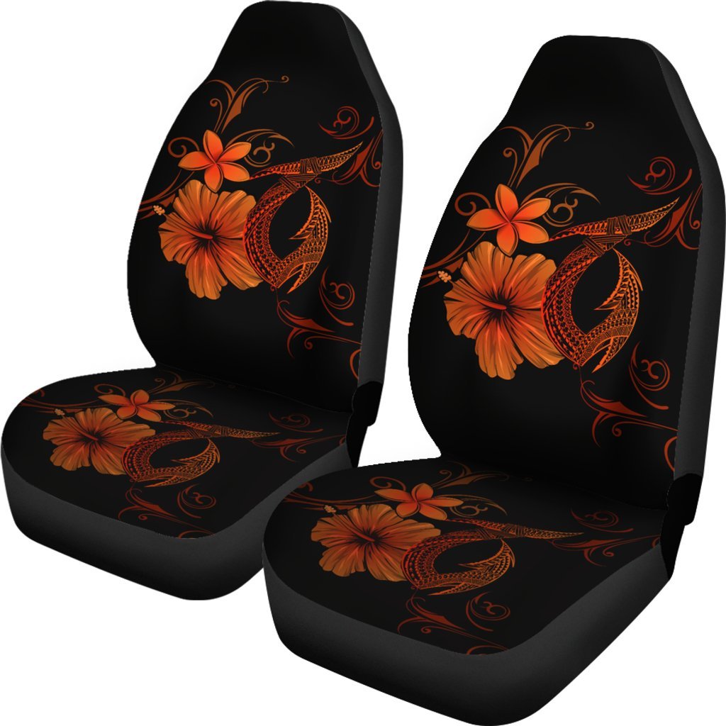 Hawaii Fish Hook Hibiscus Poly Orange Car Seat Covers