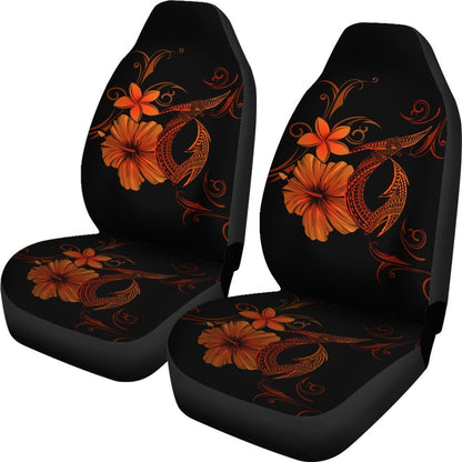Hawaii Fish Hook Hibiscus Poly Orange Car Seat Covers