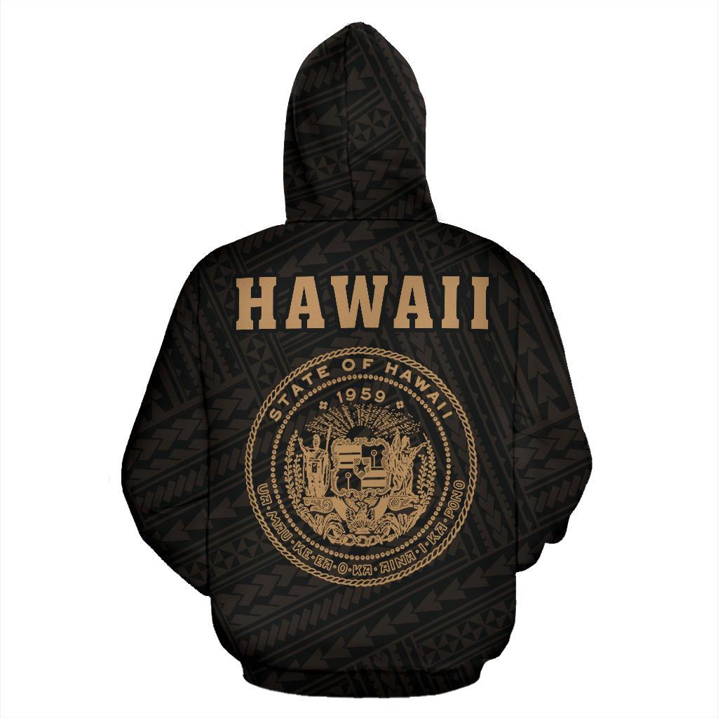 Polynesian Kakau Seal Of Hawaii Hoodie Gold