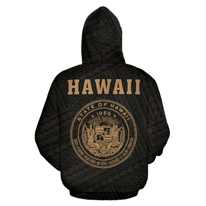 Polynesian Kakau Seal Of Hawaii Hoodie Gold