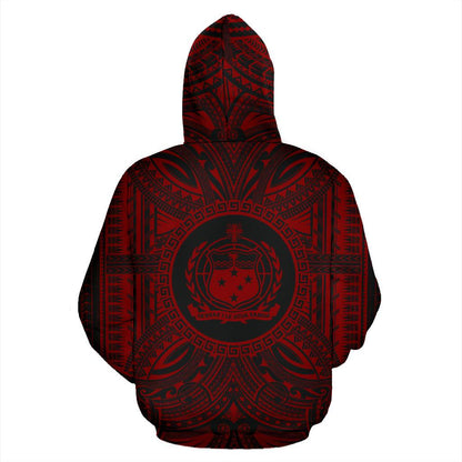 Samoa ll Over Hoodie Samoa Coat Of rms Polynesian Red Black