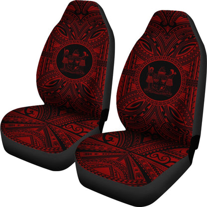 Fiji Car Seat Cover Fiji Coat Of Arms Polynesian Red Black
