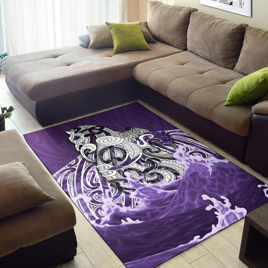New Zealand Maori Manaia The Blue Sea Area Rug, Purple