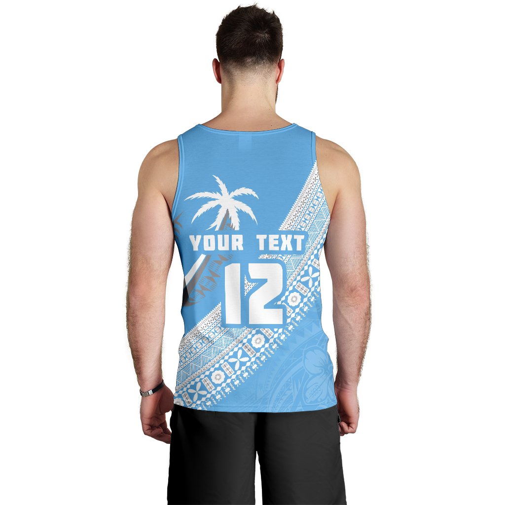 Custom Personalised Fiji Tapa Rugby Men Tank Top version Style You Win Blue