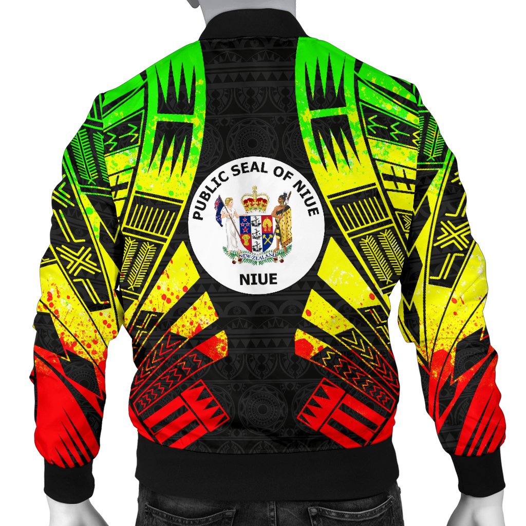 Niue Men Bomber Jackets Polynesian Tattoo Reggae