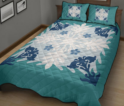 Hawaiian Quilt Bed Set Royal Pattern Light Green