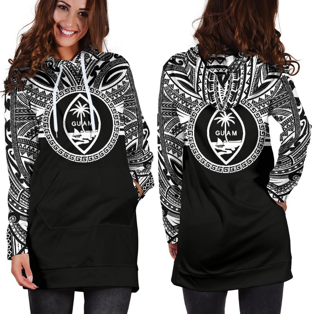 Guam Women Hoodie Dress Guam Coat Of Arms Polynesian Black Color