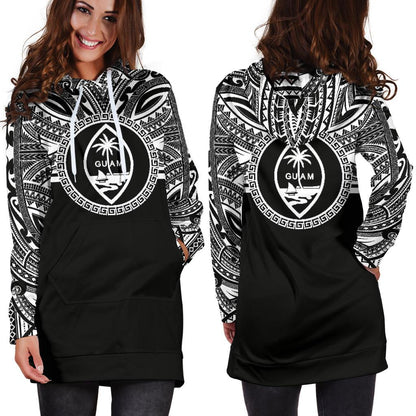 Guam Women Hoodie Dress Guam Coat Of Arms Polynesian Black Color