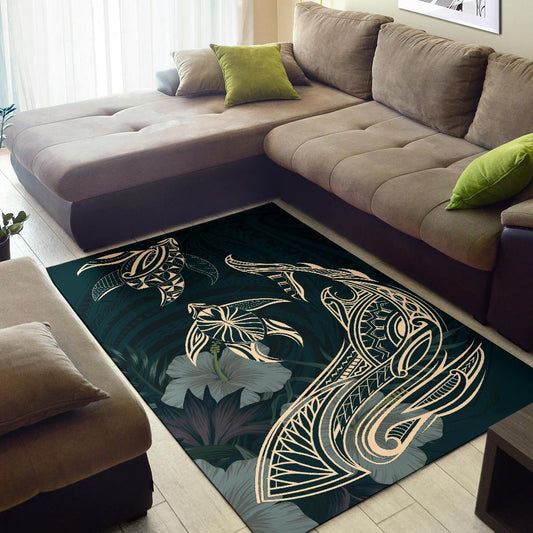Hawaii Tropical Hibiscus Aumakua Rug Lucas Style Green Rug