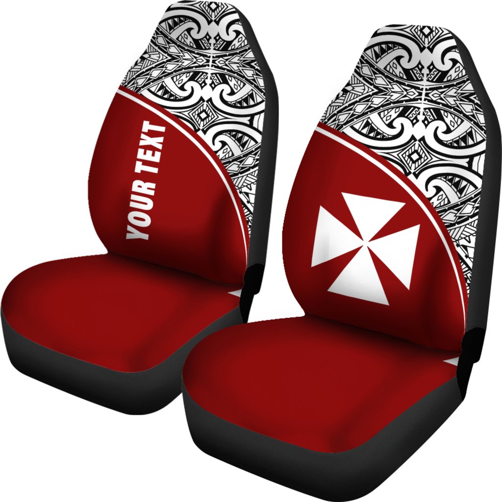 Wallis and Futuna Custom Personalised Car Seat Covers Wallis and Futuna Coat Of Arms Polynesian Red Curve