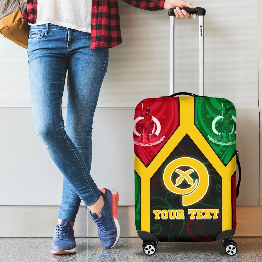 Polynesian Vanuatu Custom Personalised Luggage Covers Vanuatu Flag and Coat Of Arms