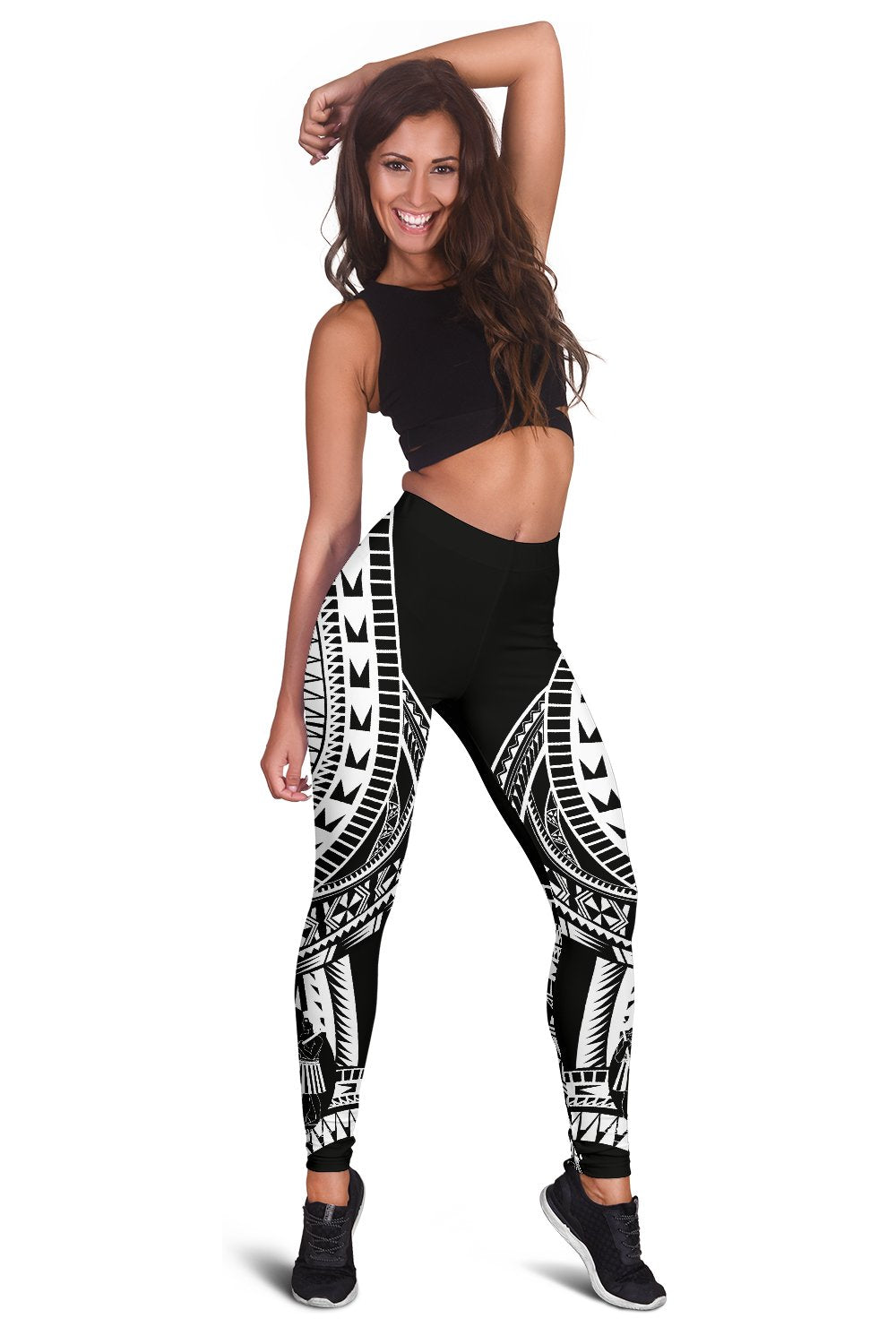 Fiji Women Leggings Polynesian Pattern Black