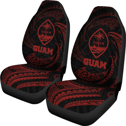 Guam Polynesian Car Seat Covers Red Tribal Wave