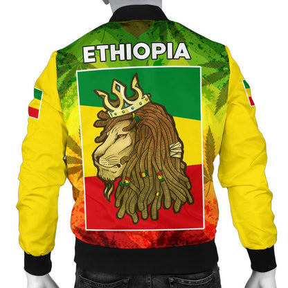 Ethiopia Bomber Jacket Rasta Lion King Flag Men