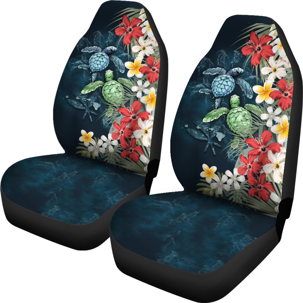 Kanaka Maoli (Hawaiian) Car Seat Covers Sea Turtle Tropical Hibiscus And Plumeria