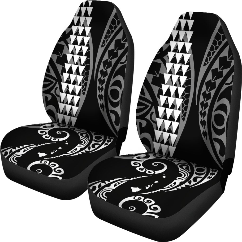Hawaii Kakau White Polynesian Car Seat Covers