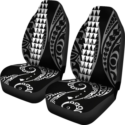 Hawaii Kakau White Polynesian Car Seat Covers