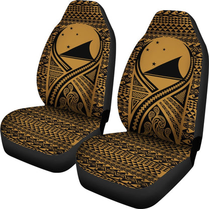 Tokelau Car Seat Cover Tokelau FLag Polynesian Tattoo Gold