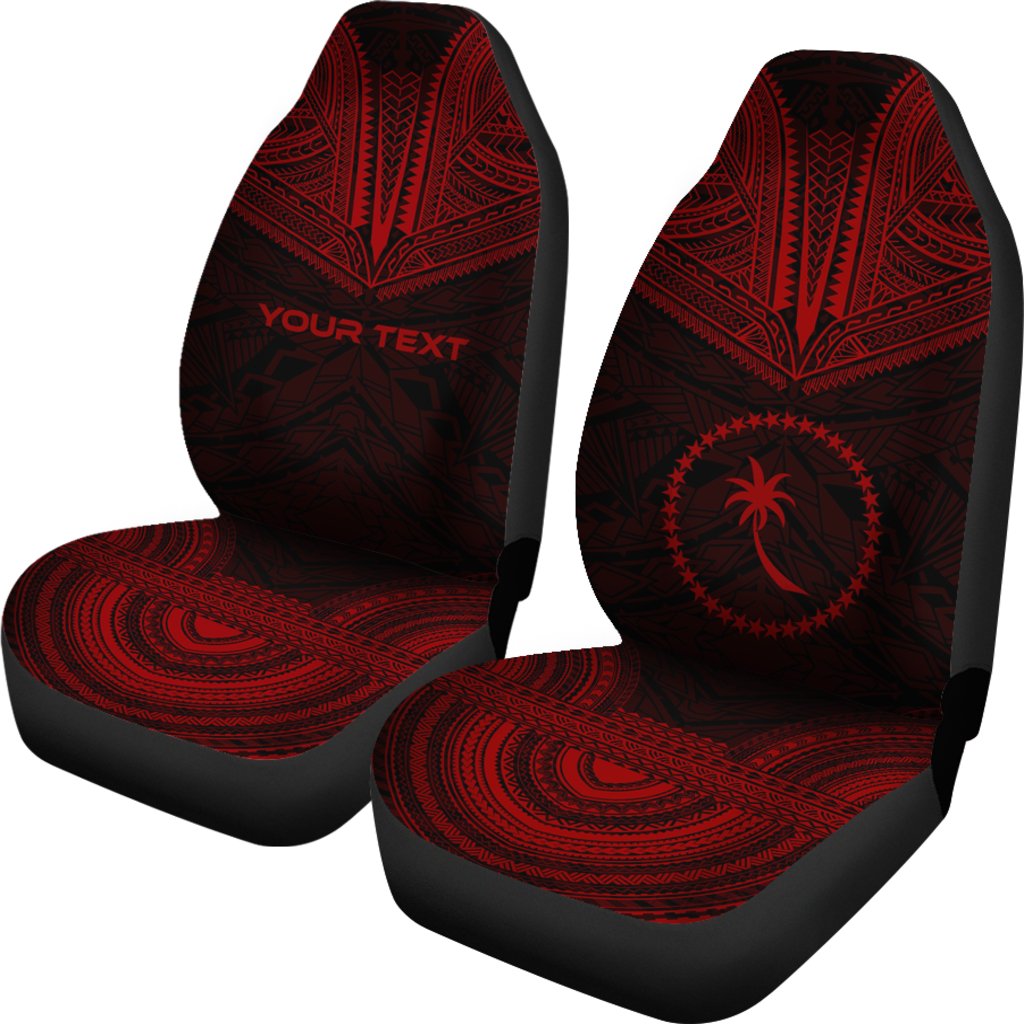 Chuuk Custom Personalised Car Seat Cover Chuuk Flag Polynesian Chief Tattoo Deep Red Version