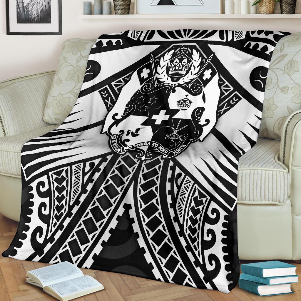Tonga Polynesian Premium Blanket Tonga White Seal with Polynesian tattoo