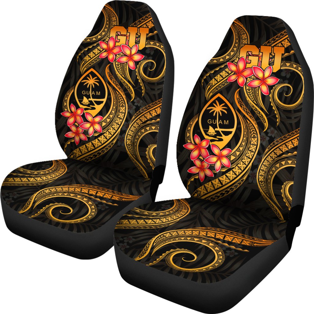 Guam Polynesian Car Seat Covers Gold Plumeria