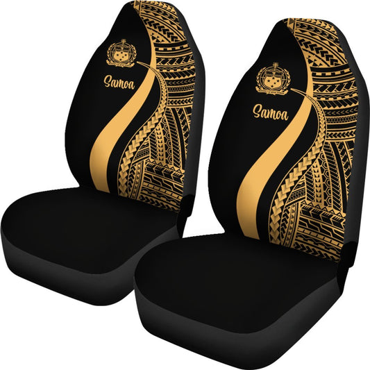 Samoa Car Seat Covers Gold Polynesian Tentacle Tribal Pattern