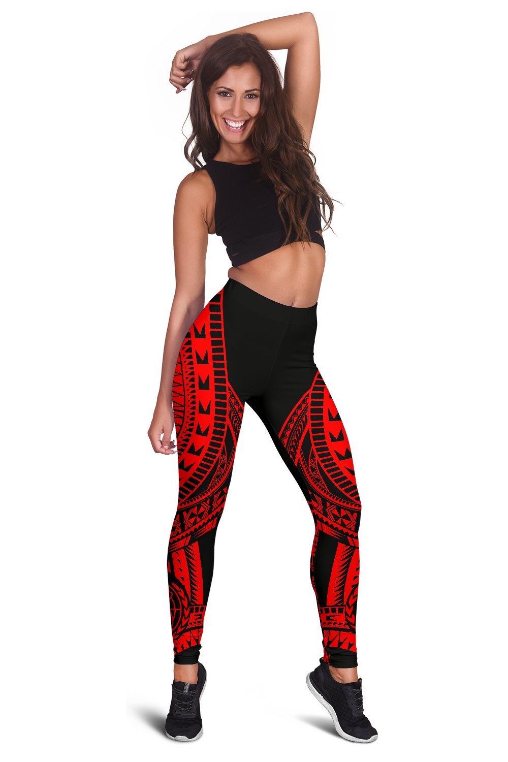 Samoa Women Leggings Polynesian Pattern Red