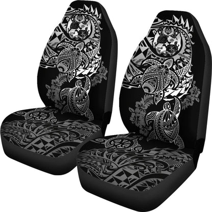 Tonga Polynesian Car Seat Covers White Turtle Flowing
