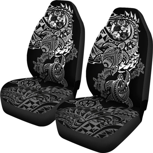 Tonga Polynesian Car Seat Covers White Turtle Flowing