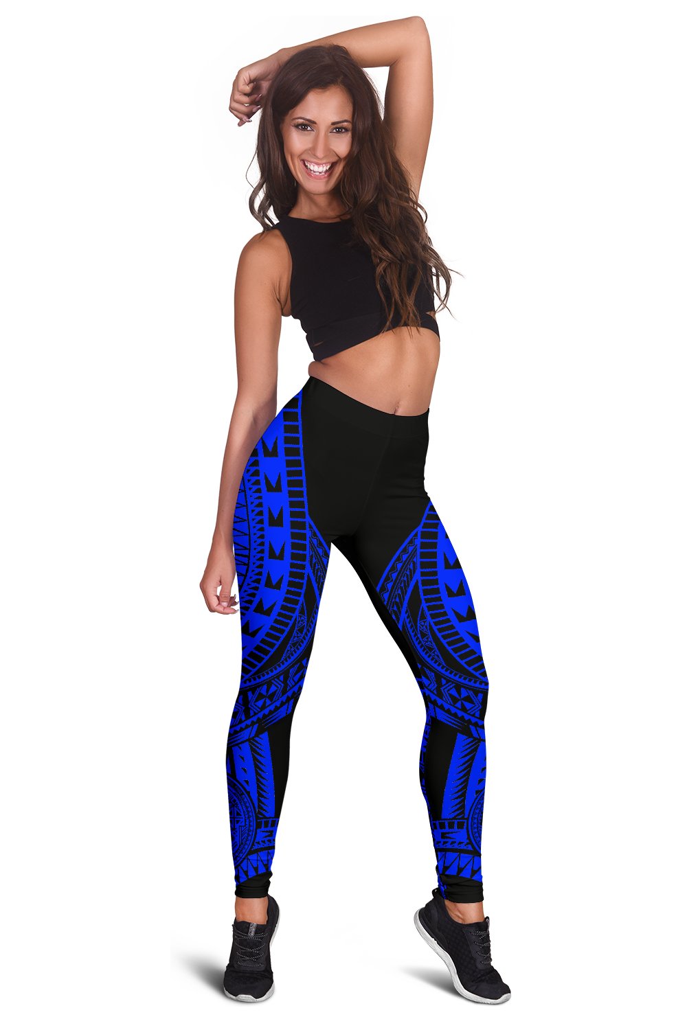 American Samoa Women Leggings Polynesian Pattern Blue