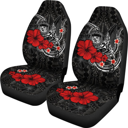 Polynesian Hawaii Car Seat Covers Humpback Whale with Hibiscus (White)