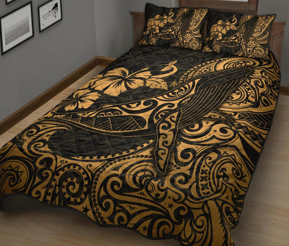 Polynesian Hawaii Quilt Bed Set Polynesian Golden Humpback Whale