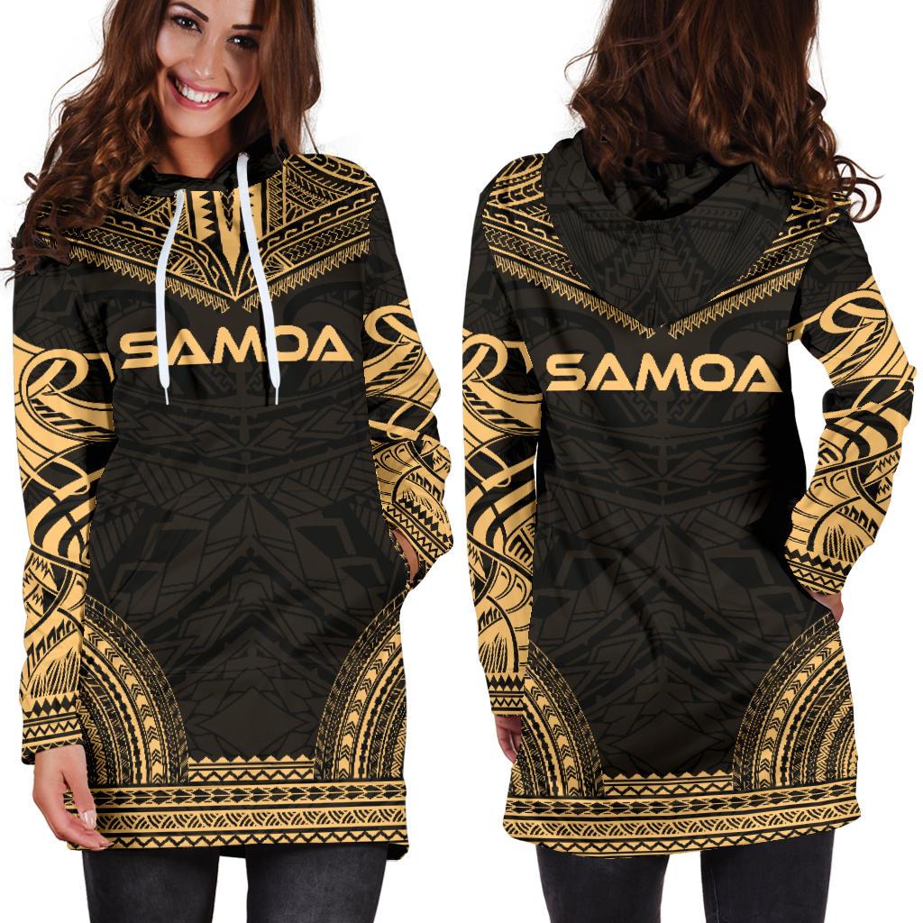 Samoa Women's Hoodie Dress Polynesian Gold Chief
