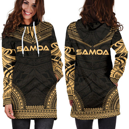Samoa Women's Hoodie Dress Polynesian Gold Chief