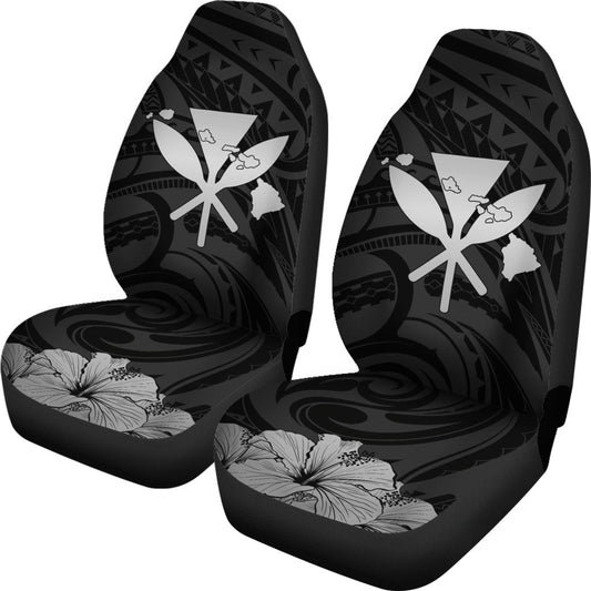 Hawaiian Kanaka Car Seat Covers Hibiscus Polynesian Love Gray