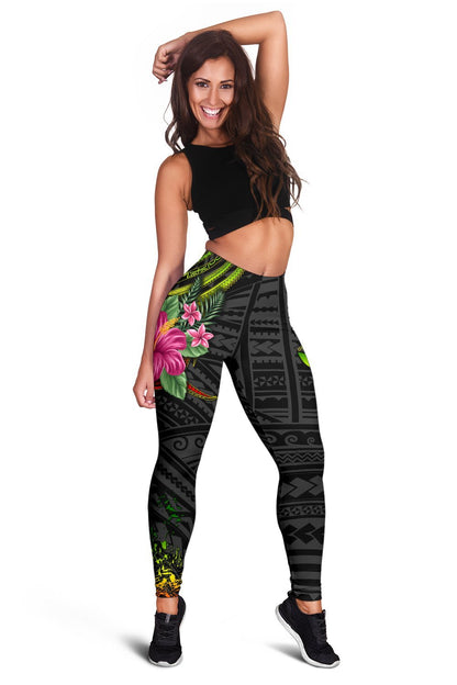 Hawaii Hibiscus Polynesian Kakau Reggae Legging - Dry Style - AH